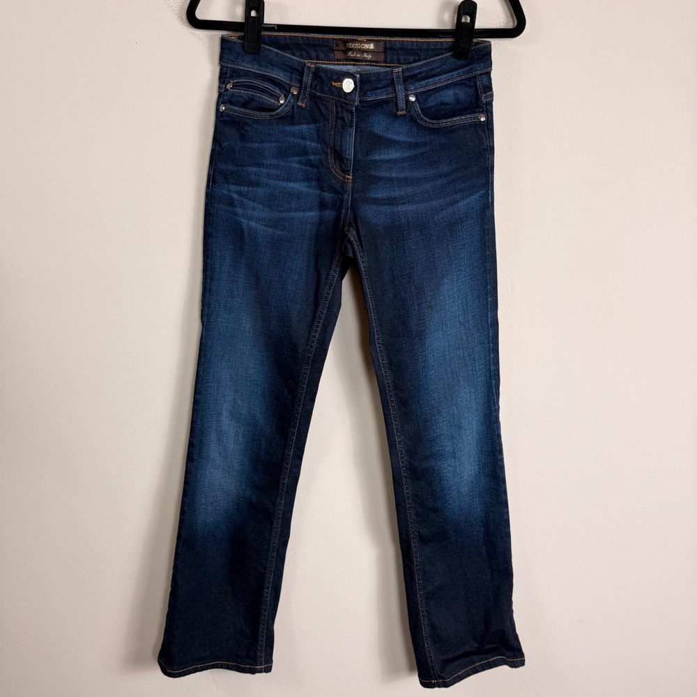 Roberto Cavalli Womens Dark Wash Straight Leg Jeans Made in Italy EU 40/US 4